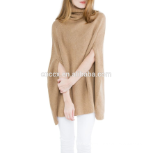 15JW0224 women wholesale turtleneck poncho style sweater